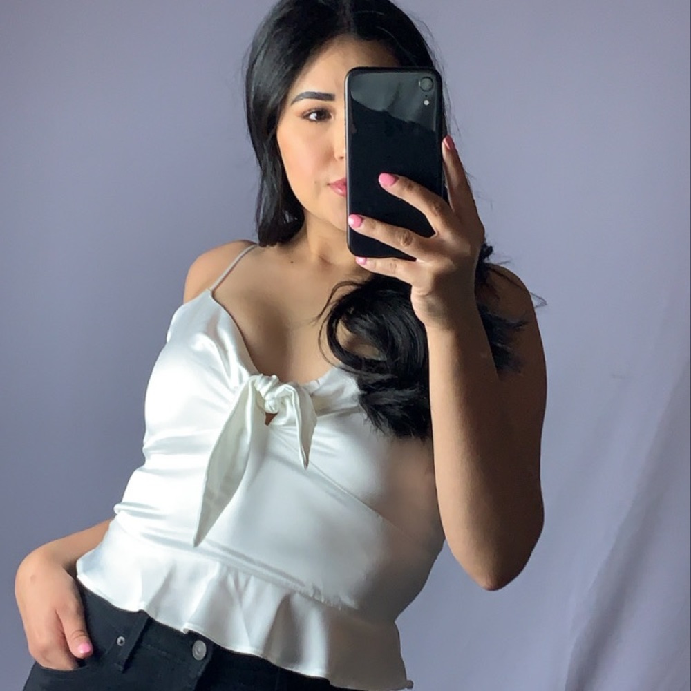 Satin crop tank top